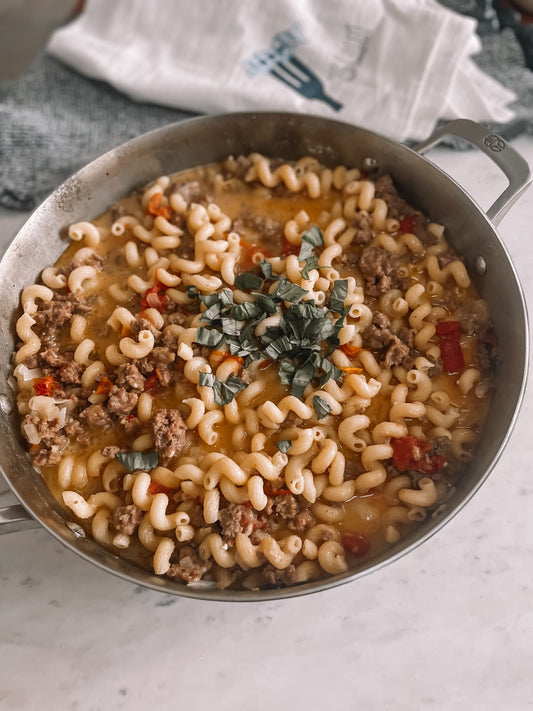 Savory Sausage & Beef Creamy Cavatappi