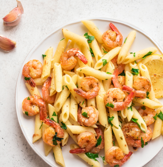 Garlic Butter Shrimp Sheet Pan Pasta