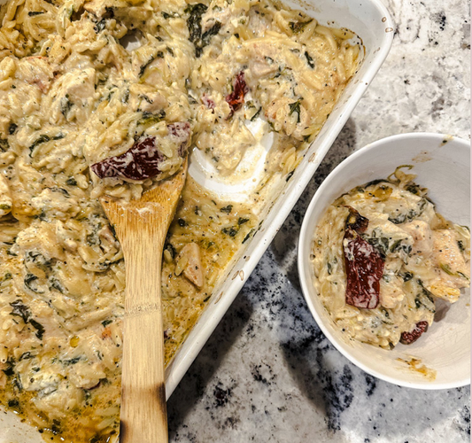 One Pan Chicken Orzo Bake