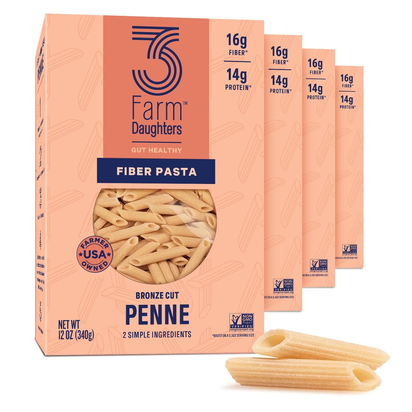 4 boxes of high fiber penne pasta